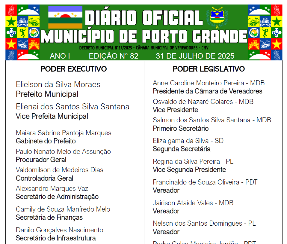 DIÁRIO OFICIAL - EDIÇÃO N° 82 - 31 DE JULHO DE 2025